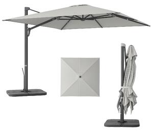 Outsunny Umbrelă Suspendată 3.6x3 m Rotativă și Inclinabilă Gri Deschis | Aosom Romania