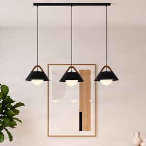 Luminex Lampă suspendată Funda, negru, lungime 110 cm, 3 becuri, metal/sticlă, reglabil, Negru, Camera de zi / sufragerie, Metal, Scandinavă