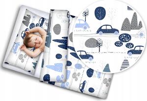 BabiM Lenjerie de pat pentru copii 120x90 Culoare: alb-mașini