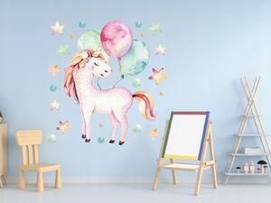 Vulpi Autocolante de perete pentru copii Pinky Unicorn 100x50 cm