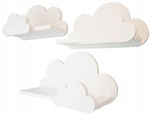 Vulpi Set de rafturi pentru camera copiilor Cloudy 3x Culoare: alb