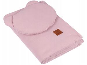 Infantino Pătură de muselină 100x70 cu pernă Teddy 35x30 Culoare: roz