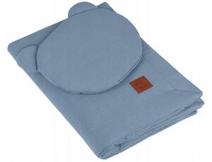 Infantino Pătură de muselină 100x70 cu pernă Teddy 35x30 Culoare: albastru