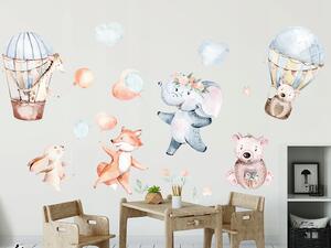 Vulpi Autocolante pentru camera copiilor Animal/Baloane - 155x50 cm