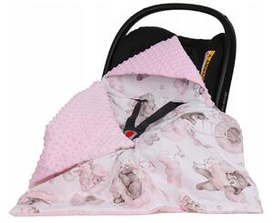 Vulpi Pătură cu glugă pentru scaunul auto Minky Baby 80x80 Culoare: roz-elefant