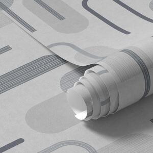 Tapet Motiv geometric cu arcade în nuanțe de gri-albastru, Tapet abstract, a01255v1 : Uwalls.ro