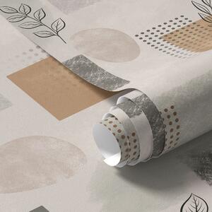Tapet Compoziție abstractă cu frunze și forme geometrice, Tapet abstract, a01257 : Uwalls.ro