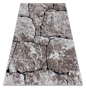 Covor modern COZY 8985 Brick Pavaj cărămidă, piatră structural două niveluri de lână maro