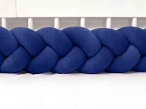 Vulpi Mantinel de protecție tricotat pentru pătuț 180cm Velvet Handmade Culoare: albastru închis