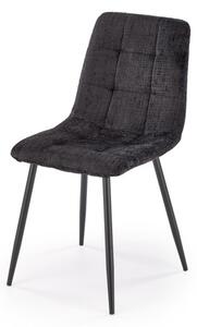 Scaun elegant tapitat pentru living, catifea neagra, picioare din metal, 45x53x87x48 cm