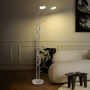 Globo Lampadar LED Silvio, cu 2 becuri, nichel, CCT, dimabil, reglabil, Gri, Camera de zi / sufragerie, Metal
