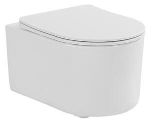 Set vas WC suspendat, Fluminia, Roco, compact, cu capac, alb