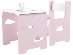 WoodStar Design masă și scaun pentru copii WoodCloud Culoare: roz