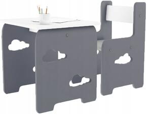 WoodStar Design masă și scaun pentru copii WoodCloud Culoare: gri