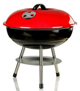 Grătar cu cărbuni ELITE ERQ-L14, Suprafață de gătit de 35,5 cm, Oțel, Tigaie de cenușă, Picioare cromate, Roșu/negru