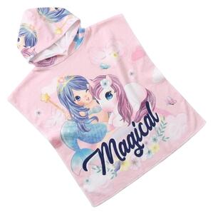 Poncho de copii MAGICAL roz 60x120 cm