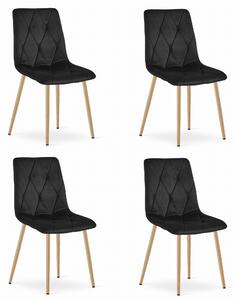 Set Scaune 4 Bucatarie/Dining Fido Picioare Finisaj Lemn, Catifea Negru