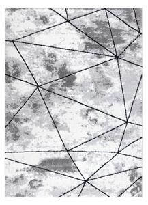 Covor modern COZY Polygons, geometric, triunghiurile - structural două niveluri de lână gri