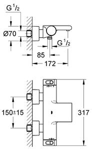 Grohe Grohtherm baterie cadă-duș perete da crom 34174001