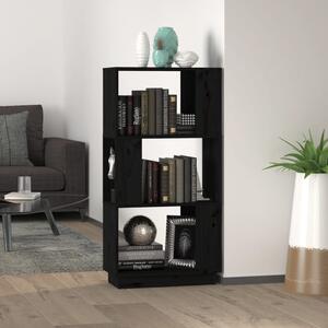Bibliotecă/Separator cameră, negru, 51x25x101 cm lemn masiv pin