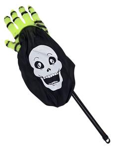 Sac de colindat, cu mâner, pentru Halloween, model mână verde și craniu, Eurowrap