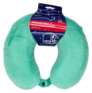 Pernă de călătorie, pentru adulți, culoare verde, din spumă cu memorie, 30 cm