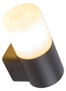 Lampă de perete exterioară modernă neagră cu abajur opalescent IP44 - Odense