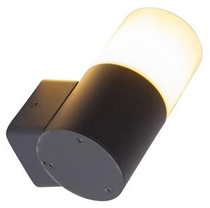 Lampă de perete exterioară modernă neagră cu abajur opalescent IP44 - Odense