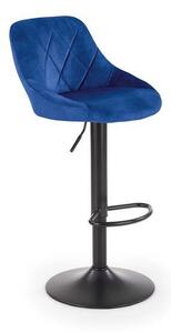 Scaun bar H101, albastru/negru, stofa catifelata/metal, 47x45x84/106 c