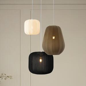 Lindby Lampă suspendată Helin negru/alb/gri, Ø 60 cm, 3 becuri., reglabil, Multicolor, Camera de zi / sufragerie, Țesătură / Textil, Scandinavă