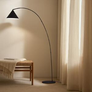 Lindby Lampă arcuită Triangolo, negru, înălțime 195 cm, metal E27, Negru, Camera de zi / sufragerie, Metal, Modern