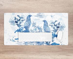 Protectie birou Păsări albastre gravură în lemn
