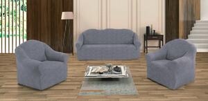 Set huse elastice pentru canapea 3 Locuri si 2 fotolii, fara volanas, model Jacquard Gri in dungi