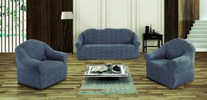 Set huse elastice pentru canapea 3 Locuri si 2 fotolii, fara volanas, model Jacquard Cenusiu in dungi