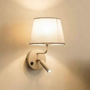 TK Lighting Aplică Maja, nisip, textil, lumină de citit, înălțime 25 cm, reglabil, Bej, dormitor, Țesătură / Textil