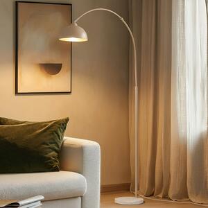 Lindby Lampadar Tonka, bej, metal/marmură, 185 cm, E27, Bej, Camera de zi / sufragerie, Metal, Modern