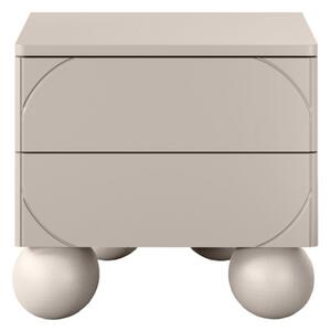 Noptieră Sonatia II 45 cm cu două sertare pe picioare tip bilă - cașmir