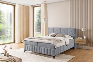 Pat boxspring Penia 180x200 cu spațiu de depozitare - catifea cenușie hidrofobă Element 24