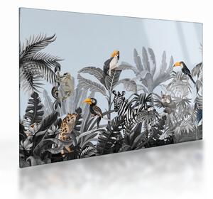 Tablou pe sticlă - Animale în pădurea tropicală (70x50 cm)