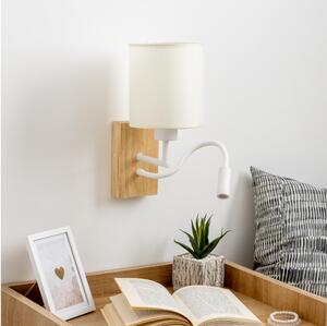Lampă LED flexibilă de perete Brilagi NUBILA WOOD 1xE27/25W/230V + LED/3W stejar/alb/crem