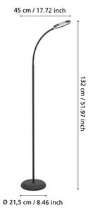 Eglo 902176 - Lampă de podea LED reglabilă LAURO LED/5,5W/230V 2700/4000/6500K neagră