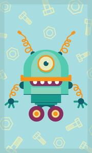 Prosop din bumbac pentru copii cu imprimeu cu robot Lățime: 30 cm | Lungime: 50 cm