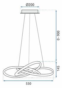 Lampă de tavan Inel suspendat LED moderna + telecomandă APP393-CP Chrome