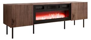Comodă TV Fama II, Negru, Nuc, PAL laminat, MDF, 58x181x42cm