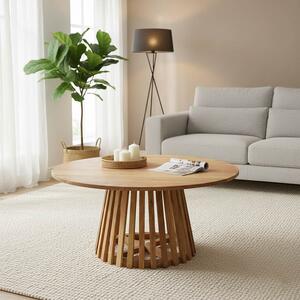 Masuta Rotunda Cafea Radius Lemn Masiv Acacia Finiaj Natur, Diametru 80 Cm