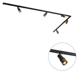 Sistem de iluminat cu șină modern cu 5 spoturi negru cu bronz închis monofazat - Iconic Kohua