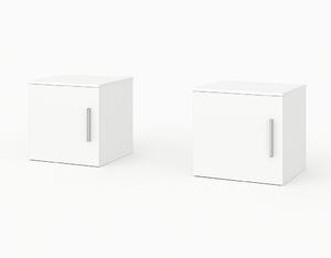 Set 2 noptiere, 40x40x40 cm, Alb, Pal 18 mm