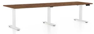 Masă înălțime reglabilă OfficeTech Long, 260 x 80 cm, picioare albe, stejar silverjack