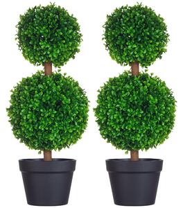 HOMCOM Arbore Buxus Artificial Sferic în Ghiveci 60 cm, Verde, Decorativ pentru Interior/Exterior, Rezistent la UV | Aosom Romania