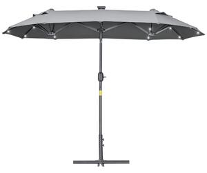 Outsunny Umbrelă de Terasă cu Două Fețe, Bază în Cruce, Sistem de Înclinare și Manivelă | Aosom Romania